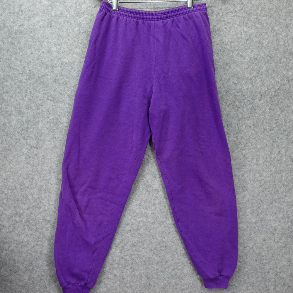 Vintage 80s Hanes Her Way Purple Fleece Jogger Sweatpants Womens M Made in USA